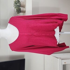 GAP Long Sleeve Low Scoopneck Ruched Cardigan / Button Front Top